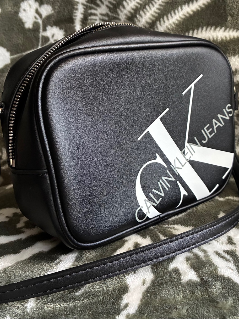 Calvin Klein Jeans Black Crossbody Bag with White CK Logo